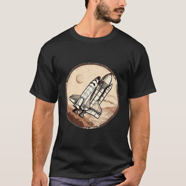 Camiseta Ilustracion En Peligro De Un Cohete Espacial (Anverso)