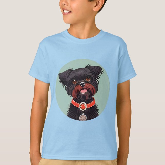 Camiseta Ilustración encantadora de perro negro (Anverso)