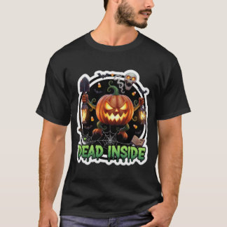 Camiseta Ilustración espeluznante de jackolantern con linte