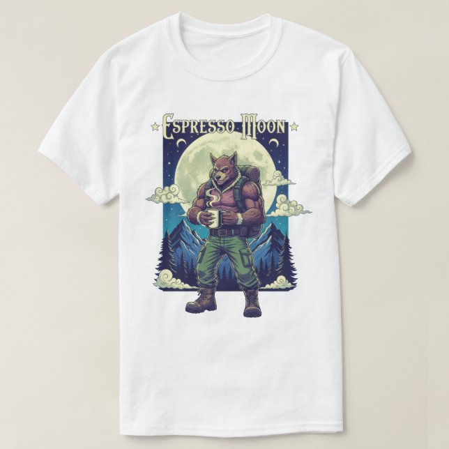 Camiseta Ilustracion Espresso Moon Werewolf Coffee Camping (Diseño del anverso)
