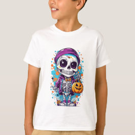 Camiseta ilustracion esqueleto de halloween