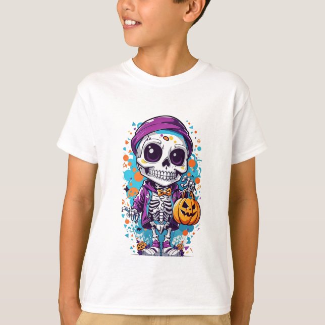 Camiseta ilustracion esqueleto de halloween (Anverso)