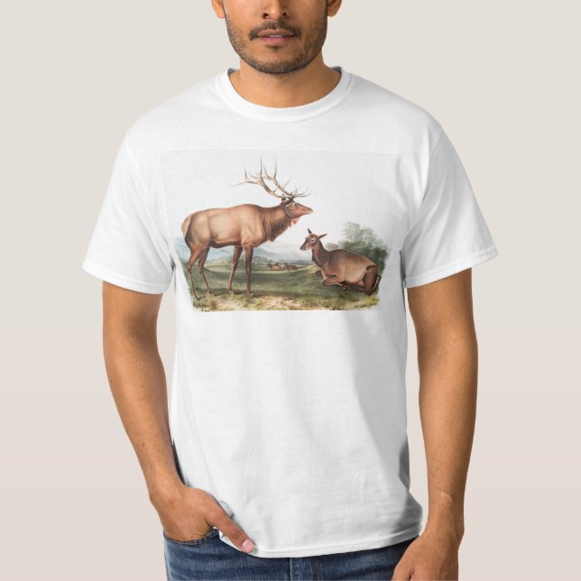 Camiseta Ilustracion Estadounidense de Elk (Cervus Canadens (Anverso)