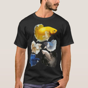 Camiseta Ilustración estilizada de pez tropical azul verdos
