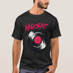 Camiseta Ilustración Estilizada de Tocadiscos