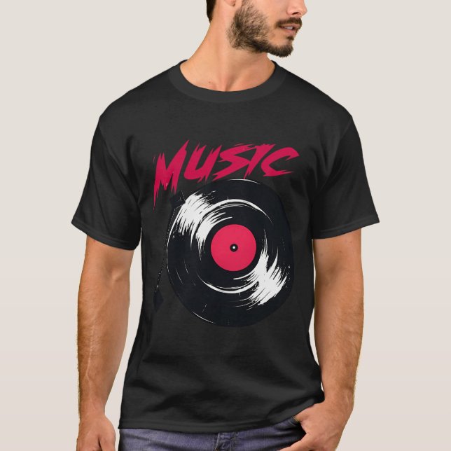 Camiseta Ilustración Estilizada de Tocadiscos (Anverso)