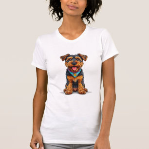 Camiseta Ilustración estilo caricatura de un perro sentado