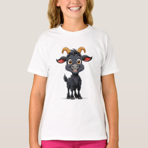 Camiseta Ilustración estilo caricatura de una cabra negra