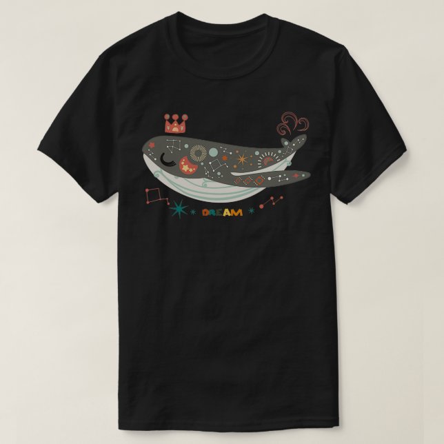 Camiseta Ilustracion estilo sueño de ballenas bohemias (Diseño del anverso)