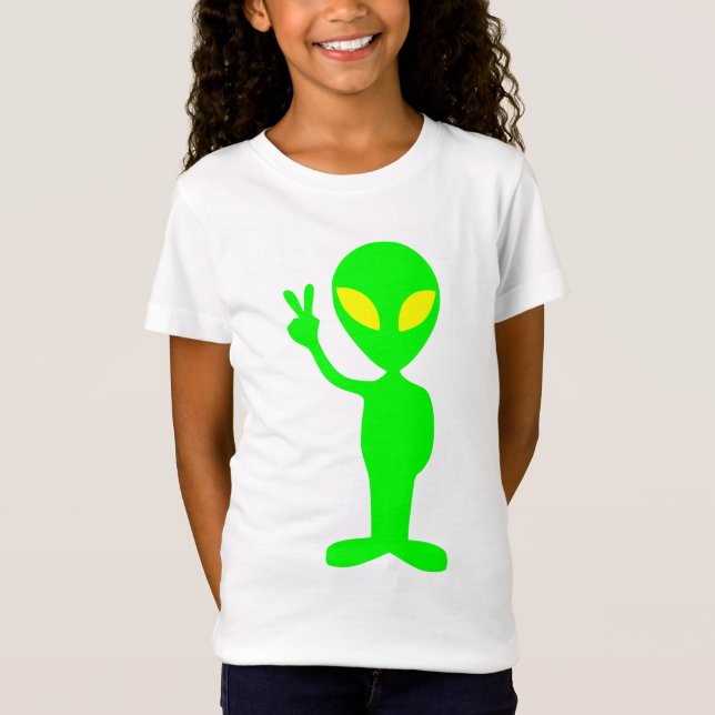Camiseta Ilustracion extranjero verde del signo de la paz (Anverso)