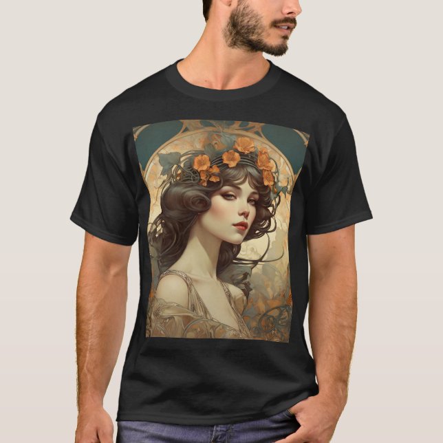 Camiseta Ilustracion femenino con Art Nouveau (Anverso)