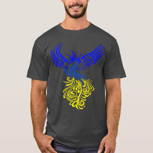Camiseta Ilustracion Fénix Artista Amarillo Azul
