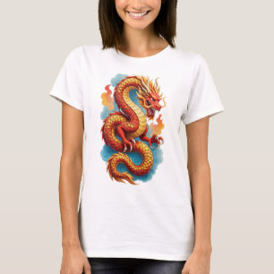 Camiseta Ilustración Fiera del Dragón Rojo Chino-67561