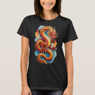Camiseta Ilustración Fiery del Dragón Rojo Chino-67561