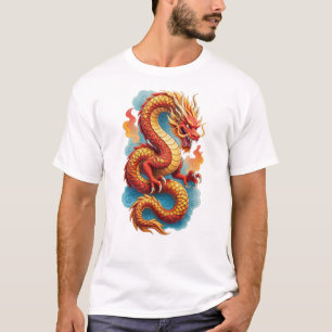 Camiseta Ilustración Fiery del Dragón Rojo Chino-67561