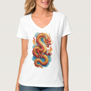 Camiseta Ilustración Fiery del Dragón Rojo Chino-67561