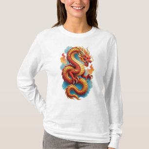 Camiseta Ilustración Fiery del Dragón Rojo Chino-67561