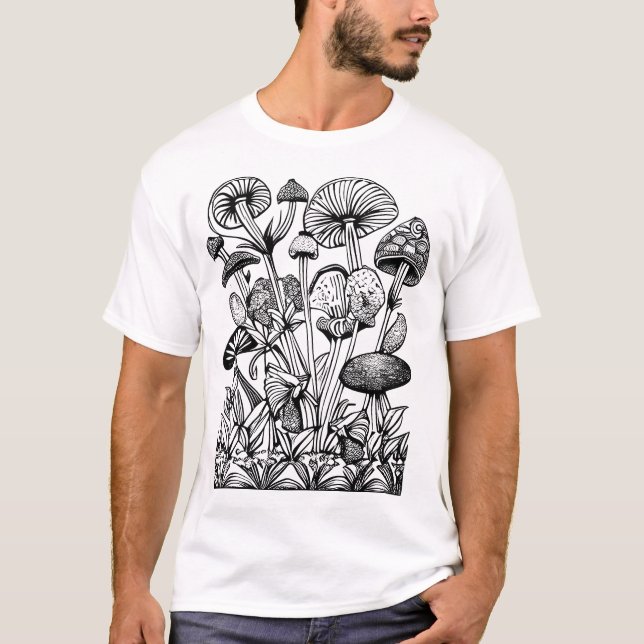 Camiseta Ilustracion floral colorido y hongo (Anverso)