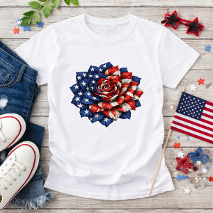 Camiseta Ilustración floral de bandera patriótica