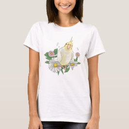 Camiseta Ilustración Floral de Cacatúa Adorable