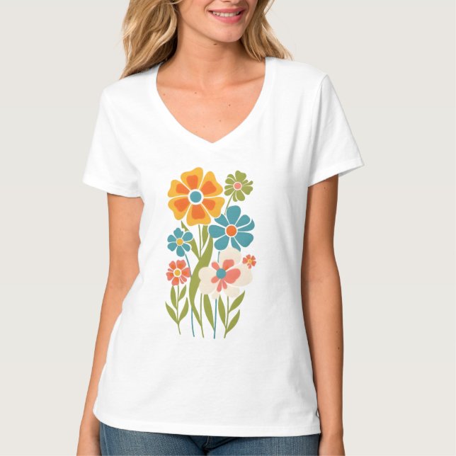 Camiseta Ilustracion floral Retro Boho (Anverso)