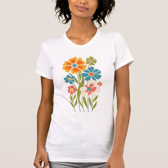 Camiseta Ilustracion floral Retro Boho (Anverso)
