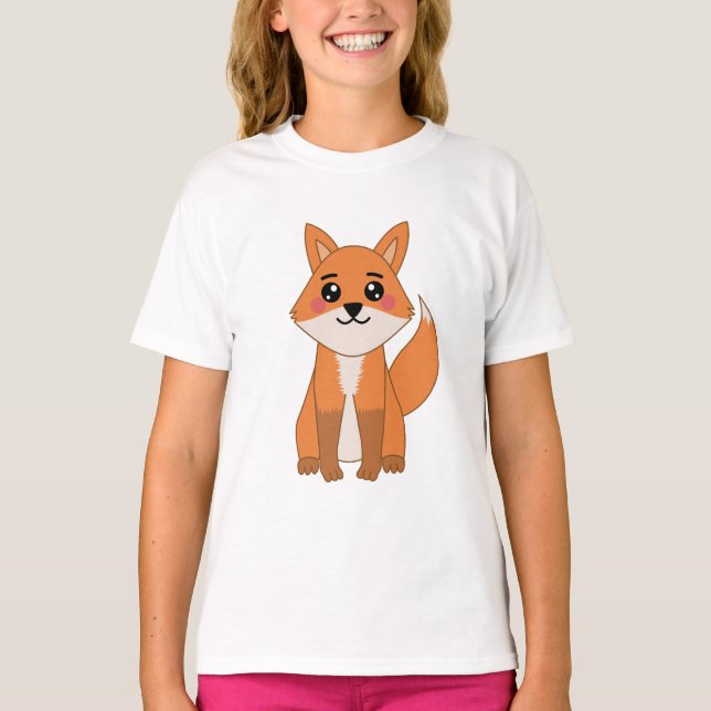 Camiseta Ilustracion Fox de Cute Kawaii Naranja (Anverso)