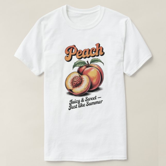 Camiseta Ilustracion Fruta Vintage Retro Peach (Diseño del anverso)