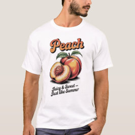 Camiseta Ilustracion Fruta Vintage Retro Peach