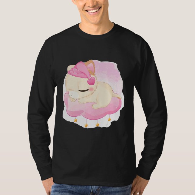 Camiseta Ilustracion gatito dormido rosado (Anverso)