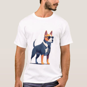 Camiseta Ilustración genial de perro ejecutivo con gafas de