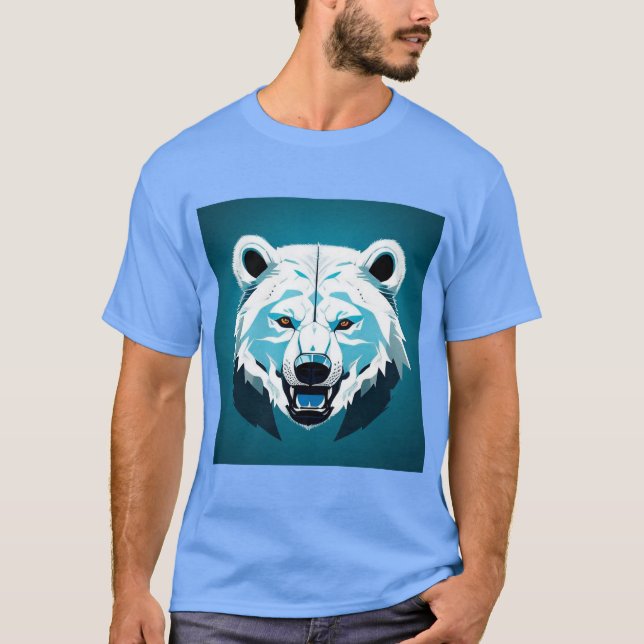 Camiseta Ilustración Geométrica de Oso Polar Feroz (Anverso)