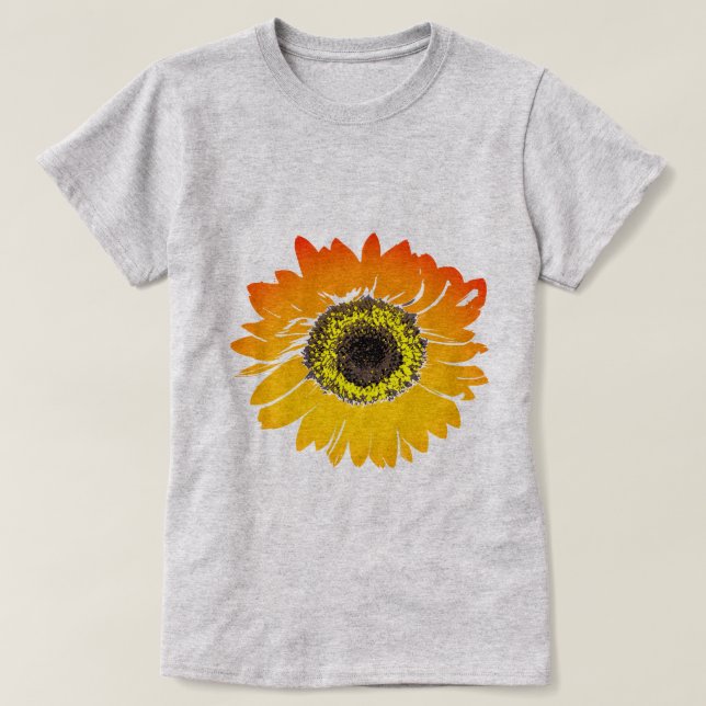 Camiseta Ilustracion girasol amarillo de moda (Diseño del anverso)