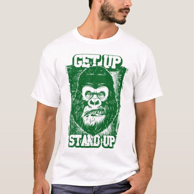 Camiseta Ilustracion gorila verde levántate (Anverso)