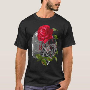 Camiseta Ilustración gótica de cráneo de rosa lunar Emo Dea