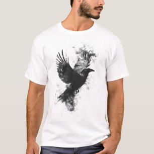 Camiseta Ilustración Gótica de Cuervo: Humo y Plumas