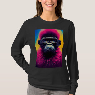 Camiseta Ilustración Gráfica de Gorila Colorido y Moderno