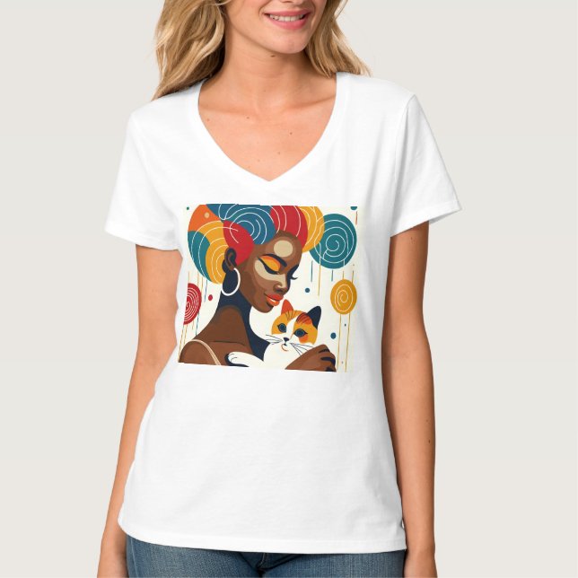Camiseta Ilustracion gráfico de Cat Lady (Anverso)