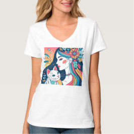 Camiseta Ilustracion gráfico de Cat Lady
