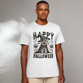 Camiseta Ilustracion gráfico Retro Happy Halloween Yorkie