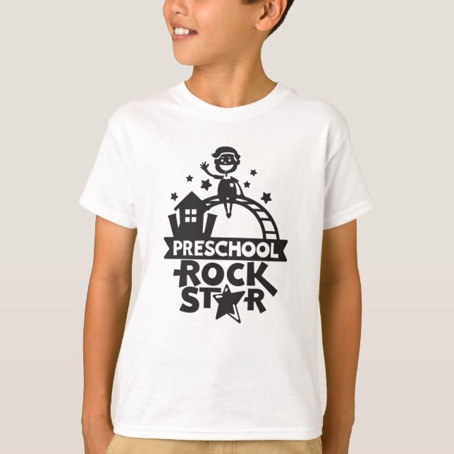 Camiseta Ilustracion Infantil Cute Estrella de Rock Preesco (Anverso)