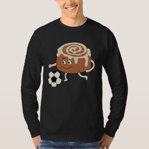 Camiseta Ilustración irónica de rollo de canela jugando fút