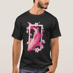Camiseta Ilustración Japonesa de Flores de Pez Koi