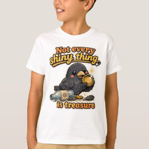 Camiseta Ilustración Kawaii de Cuervo Vintage con Cita Sabi