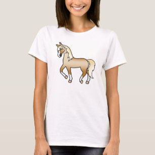 Camiseta Ilustración linda de caballo Palomino trotando hac