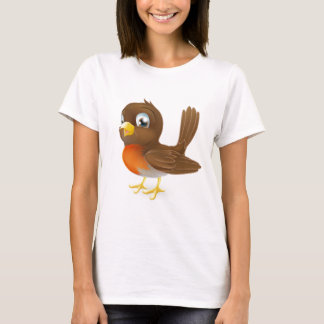 Camiseta Ilustracion lindo del petirrojo del dibujo animado