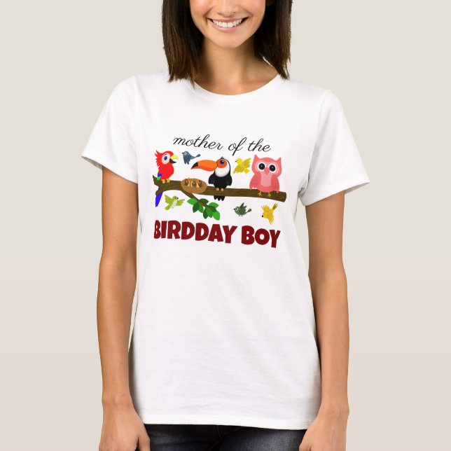 Camiseta Ilustracion lindo pájaros bebé de cumpleaños de ma (Anverso)