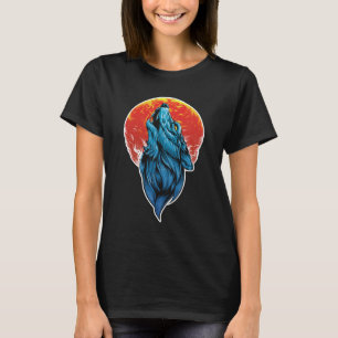 Camiseta Ilustracion Lobo de llenado de luna