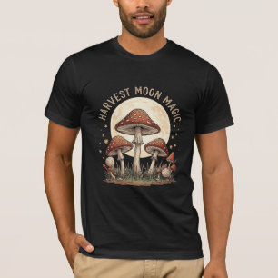 Camiseta Ilustración Mágica de Hongos Vintage de Luna Llena