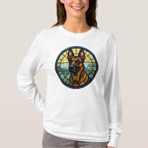 Camiseta Ilustracion Malinois con Estilo Vidrio Manchado de